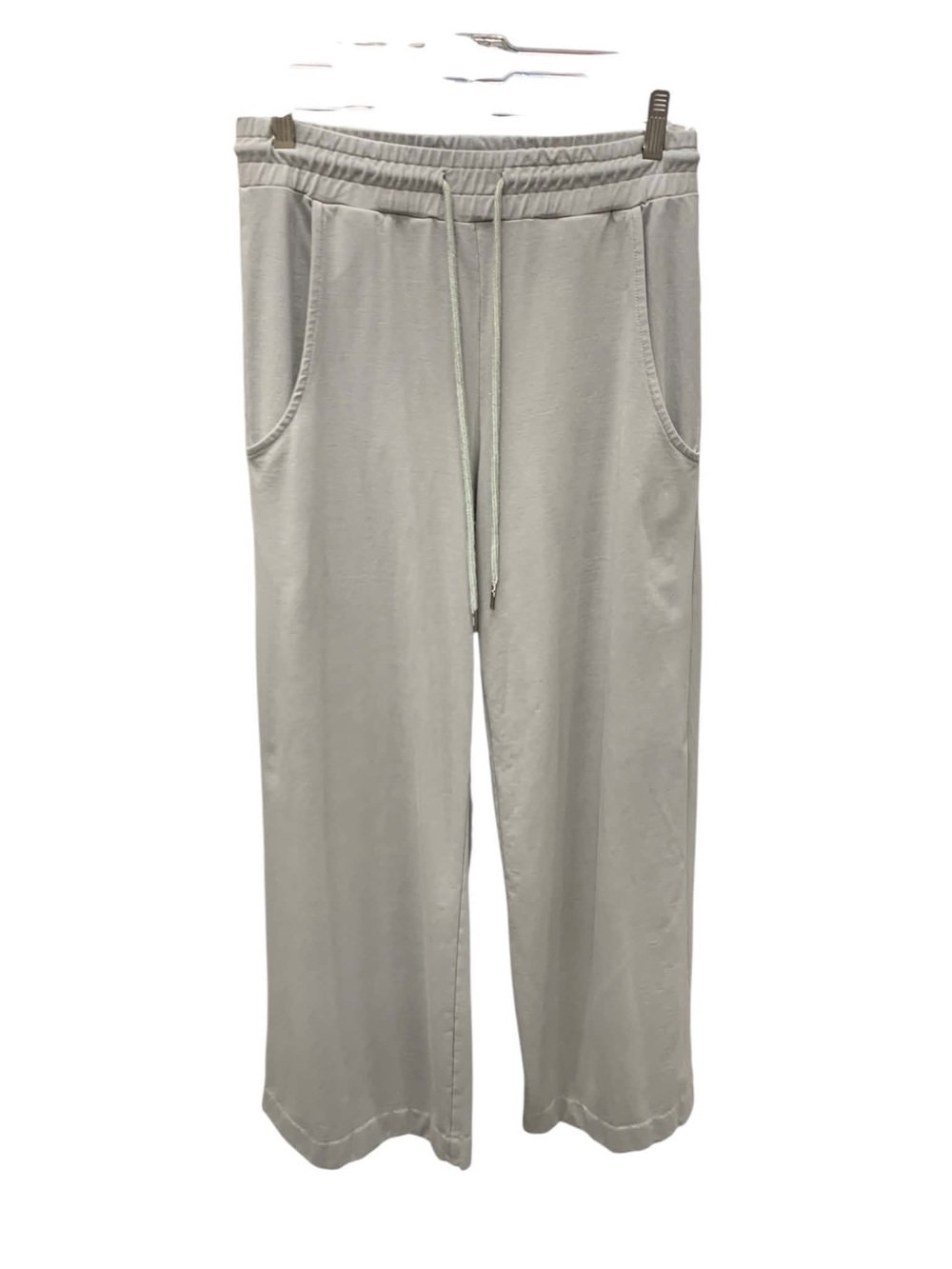 Bailey Wide-Leg Drawstring Joggers - Light Gray Size M